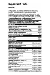 Supplement facts for Extrifit Flexain Joint Guard, highlighting key ingredients and nutrient content.